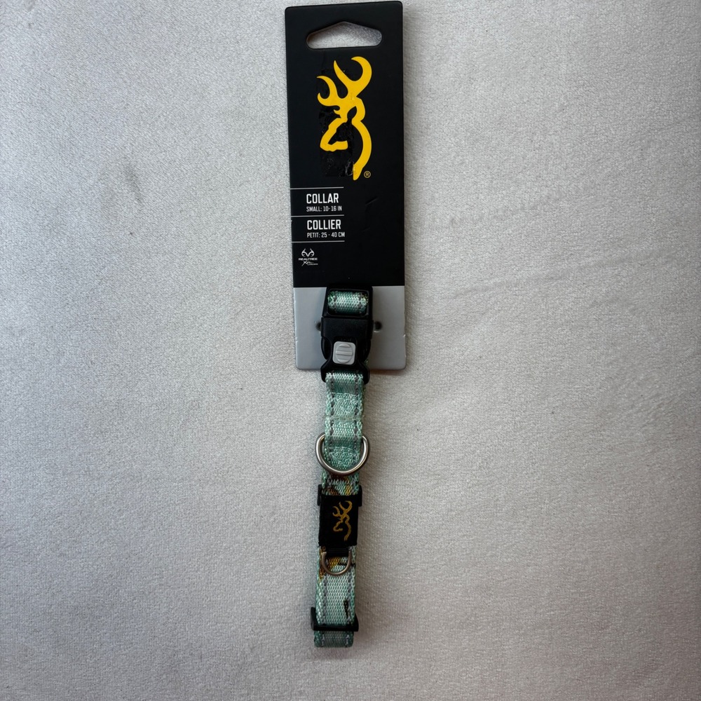 Browning Pet Collar Dog Small Seaglass Teal Realtree Xtra Camo Reflective 10-16"